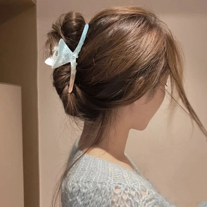 Blue gradient acetate butterfly hair claw clip for women's elegant updos hair styling