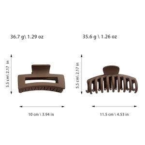 Pinces à cheveux mates marron de grande taille pour femmes avec dimensions et poids