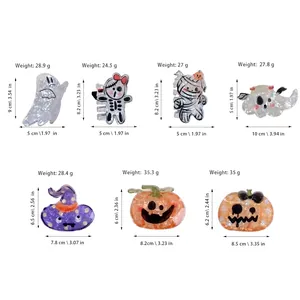Guide des tailles pinces à cheveux Halloween avec fantôme citrouille et momie