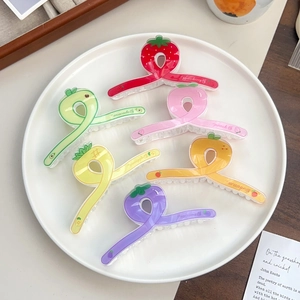 Lot de 6 pinces à cheveux aux couleurs gelée avec motifs fraise et avocat