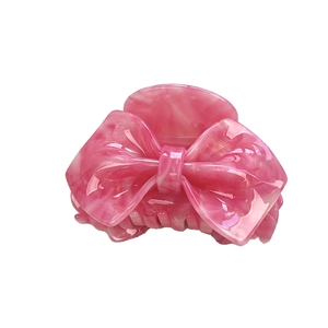 Elegant pink marble acetate bow hair claw clip for women stylish shark hair accessories