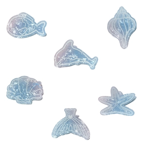 Marine series PVC hair claw clips set with gradient blue ocean life shapes