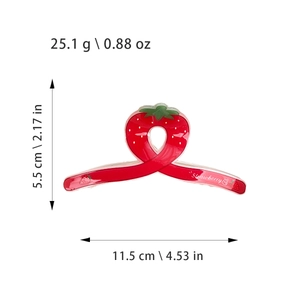 Pince à cheveux fraise rouge pour femme, grande pince crabe en résine pour coiffure chic