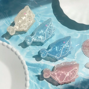 Summer Ocean Style Whale Conch Shell Hair Claw Clips Acetate Marble Rhinestone Shark Hair Clips For Women Hair Accessories