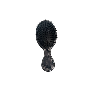 Portable acetate hair brush with black marble pattern and scalp massage bristles