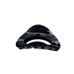 Minimalist black acetic acid hair claw with triangular hollow design and high-gloss finish
