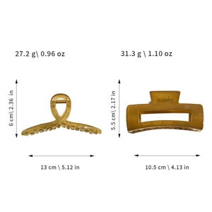 Large jelly-colored hair claws in minimalist square and curved resin designs