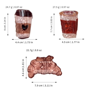 Lot de 3 pinces à cheveux en forme de croissant et tasse à café avec dimensions
