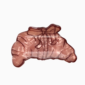 Pince à cheveux en forme de croissant avec texture marbrée et design de nœud