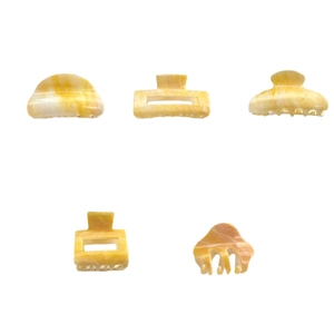 Lot de 5 pinces à cheveux à motif marbré jaune de formes variées pour femmes