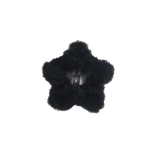 Pluche zwarte ster-vormige haarclip van imitatiebont met metalen BB-clip voor damesmode