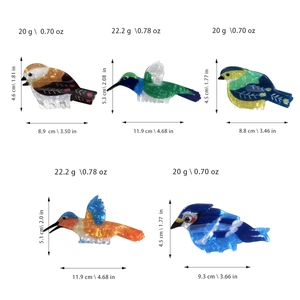 Cute acetate bird hair claws in diverse bird shapes and vibrant colors with dimensions