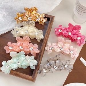 Pince à Cheveux de Luxe en Acétate Forme de Fleur Avec Strass Élégante Grande Pince Camélia Accessoires de Cheveux Mode pour Femmes Quotidien