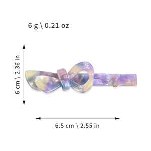 Fermaglio per capelli a fiocco in acetato colorato con motivo marmoreo da 6 cm