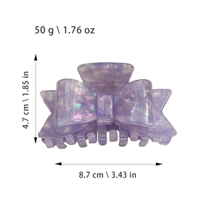 French vintage purple iridescent acetate bow hair claw clip for women 8.7cm