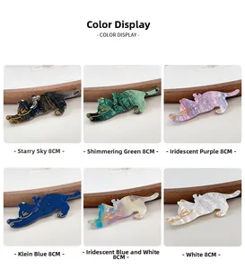 Vue détaillée de barrettes chat de 8cm en six couleurs avec moustaches dorées