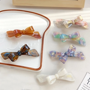 French Style Acetate Bow Hair Clip Irregular Print Barrette Duckbill Clip For Women Temperament Bangs Clip Jewelry