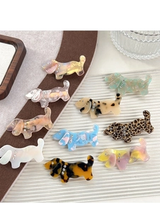 Barrettes à cheveux teckel en acétate avec 10 motifs variés et petits strass brillants