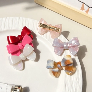 Pince à Cheveux Élégante en Acétate avec Nœud pour Femme Pince à Bec de Canard Douce Accessoires de Mode Quotidienne pour Filles