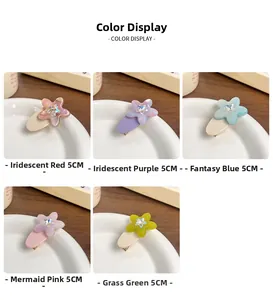 5cm acetate star hair clips with rhinestones in iridescent colors for girls