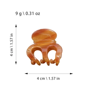 Elegant orange acetic acid claw clip with marble texture for high ponytail styling, 4cm size