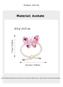 Détail d'un chouchou papillon en acétate motif marbre rose avec élastique robuste