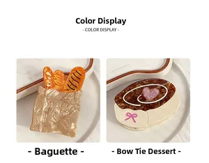 Close-up of acetic fiber baguette and bow hair clips with baking lover text