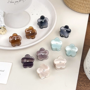 Mini Pince à Cheveux Fleur Élégante Acétate Strass Épingle à Cheveux Petit Clip Floral Accessoire de Frange pour Femme