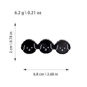 Cute black cartoon poodle acetate hair clip for girls with precise size and weight details