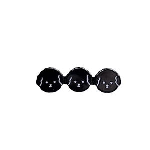 Cute black puppy hair clip with three continuous cartoon dog motifs for women