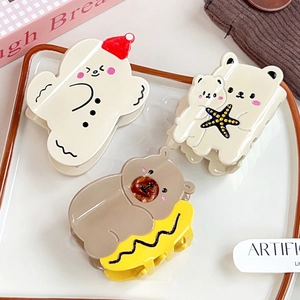 Christmas Gingerbread Man Bear Acetate Hair Claw Clips Cute Cartoon Shark Clip Christmas Party Hair Accessories For Women