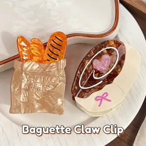 Creative Cellulose Acetate Hair Claw French Baguette Bread Bag Dessert Bow Heart Design Handmade Fashion Hair Accessories For Women