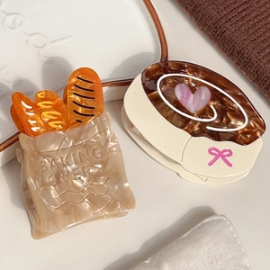 Creative acetate baguette and coffee latte hair claw clip set for women's hairstyling