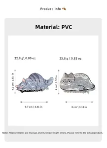 Detailed view of PVC cat hair claws with marble texture and dimensions in centimeters