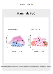 Spécifications détaillées des pinces à cheveux dauphin et étoile en PVC avec dimensions