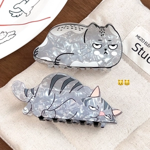 Cute Cartoon Cat Hair Claw Clip Funny Fat Cat Hair Accessories 3D Printed PVC Shark Clip For Women Girls Hair Styling Gift