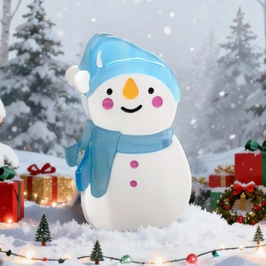 Süße Schneemann Haarklammer aus Acetat mit blauem Hut und Schal für den Weihnachts-Look