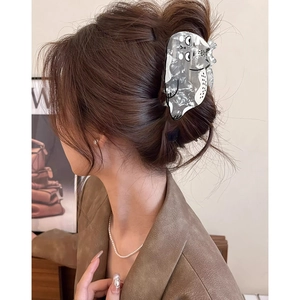 Cute gray cartoon fat cat acetate hair claw clip for women stylish French hair accessory