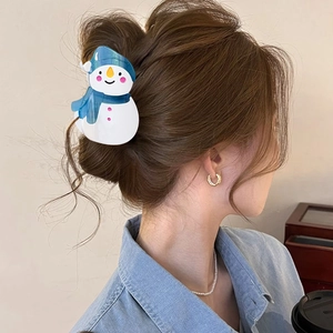 Koreanische Haarklammer im Schneemann-Design aus Acetat für winterliche Frisuren