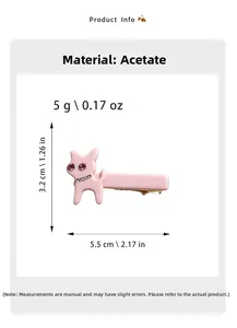 Dettagli sulle dimensioni della clip per capelli gatto in acetato rosa, 5,5 cm