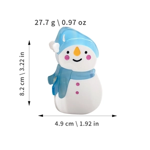 Süße Schneemann-Haarklammer aus Acetat in Weiß und Blau mit Maßen und Gewicht