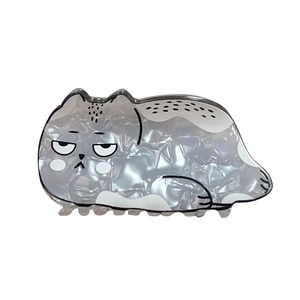 Cute gray marble cat hair claw clip made of acetate fiber for creative hair styling