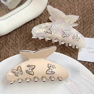 Pince à Cheveux Papillon Élégante en Acétate Avec Strass Brillants Grande Pince Shark pour Femmes Accessoire de Cheveux