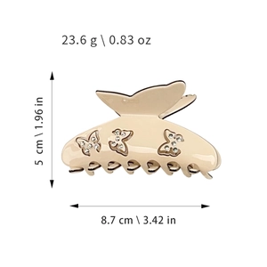 Pince à cheveux papillon crème avec strass, dimensions 8,7cm et poids de 23,6g
