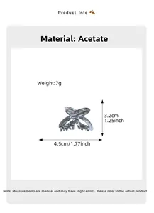 Detailed specs of the acetate butterfly hair claw showing dimensions 4.5cm and 7g weight