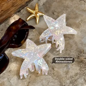 Iridiserende Zeester Haarklem Sprankelende Strass PVC Strandthema Elegante Haaraccessoire Voor Vrouwen Mode Sieraden