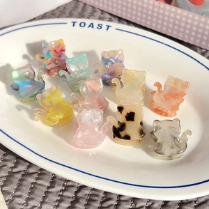 Cute Acetate Cat Hair Claw Clips For Women Girls Elegant Gradient Marble Pattern Mini Kitten Shark Clips Hair Accessories