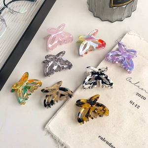 Small Acetate Butterfly Hair Claw Clip For Women Elegant Hollow Butterfly Clamp Marble Tortoiseshell Shark Clip Headwear