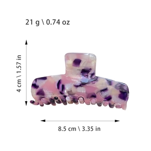 Pince à cheveux en acétate à motif léopard rose et violet avec dimensions de 8,5 cm