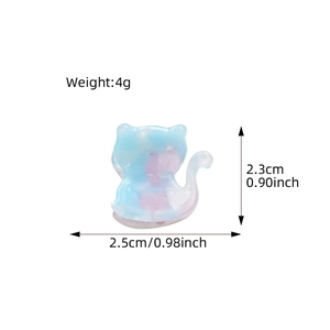 Cute acetate cat hair claw clip in marble blue and pink color, size 2.5cm x 2.3cm